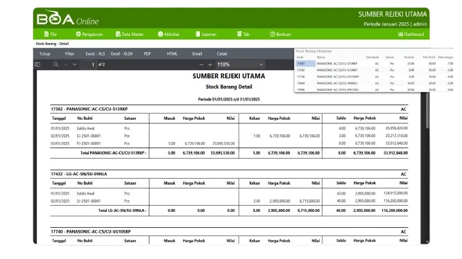 contoh laporan kartu stok barang